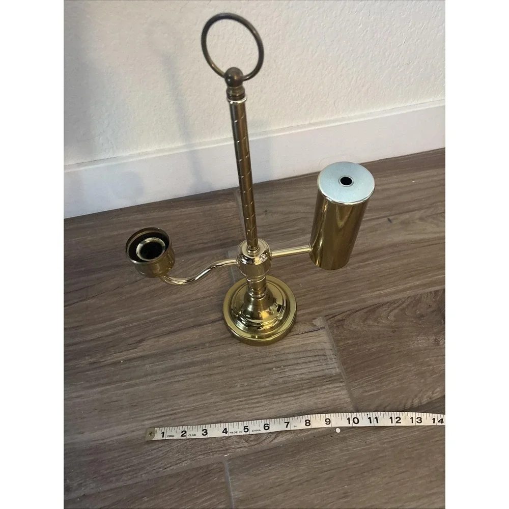 Rare antique Brass Student Brass Oil Kerosene Lamp 17